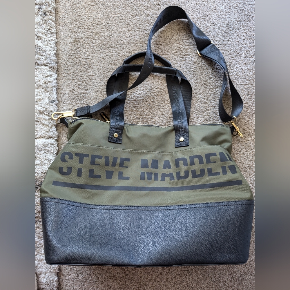 Steve Madden BGYM Weekender Tote, olive green/black